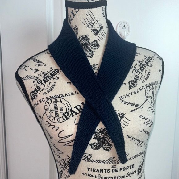 Handmade Navy Sophie Scarf – CashMerino Yarn - 35” Inspired by PetitKnit Design - Picture 6 of 8